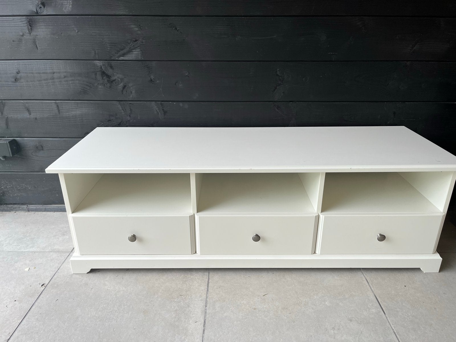 IKEA LIATORP TV-meubel wit met lades en open vakken, Ophalen, Gebruikt, 100 tot 150 cm, Minder dan 100 cm