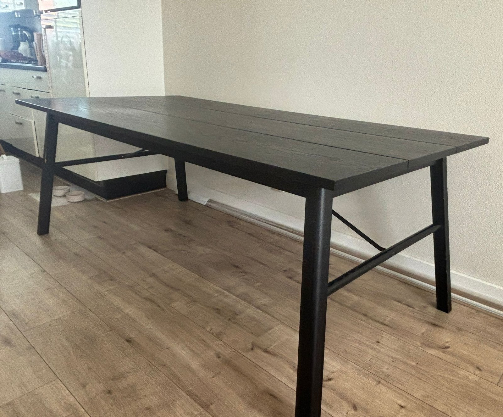 Verlengbare eettafel zwart 200-290cm, Huis en Inrichting, Tafels | Eettafels, Ophalen, Gebruikt, 200 cm of meer, 50 tot 100 cm