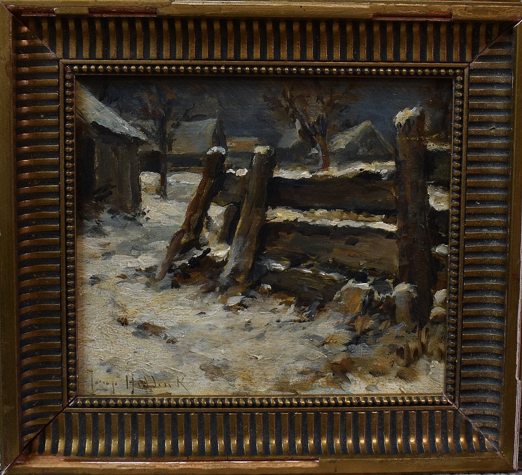 Winter--Jaap Hiddink., Paneel, Verzenden, Landschap, Olieverf