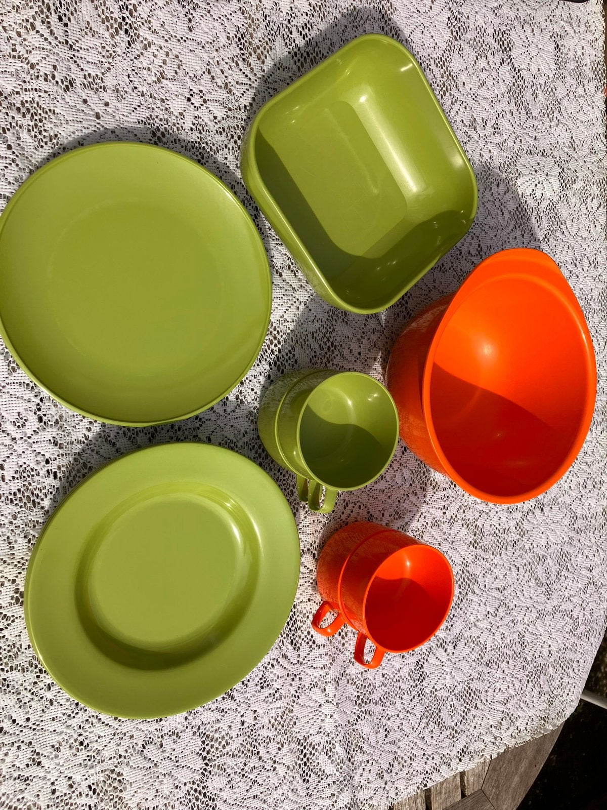 Mepal servies, campingservies, vintage, retro, groen, oranje, Ophalen of Verzenden, Zo goed als nieuw