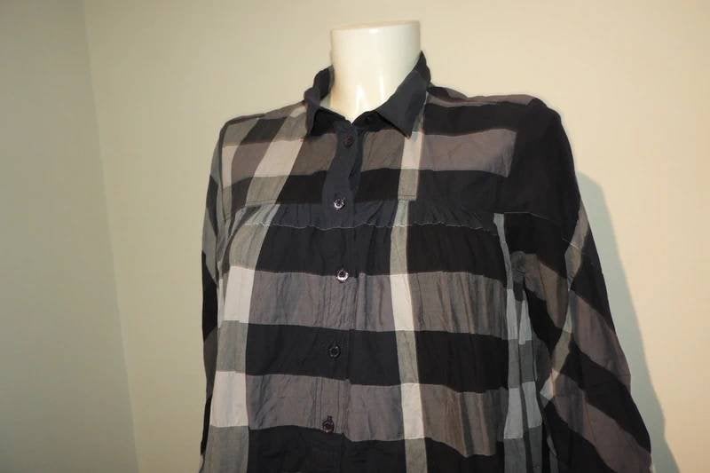 Burberry Brit tuniek in grote ruit blauw tinten deel knopenL, Maat 42/44 (L), Zo goed als nieuw, Burberry, Meerkleurig