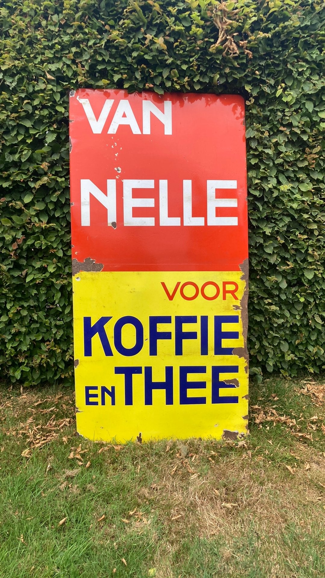 Emaille reclame bord Van Nelle, Ophalen, Gebruikt, Reclamebord