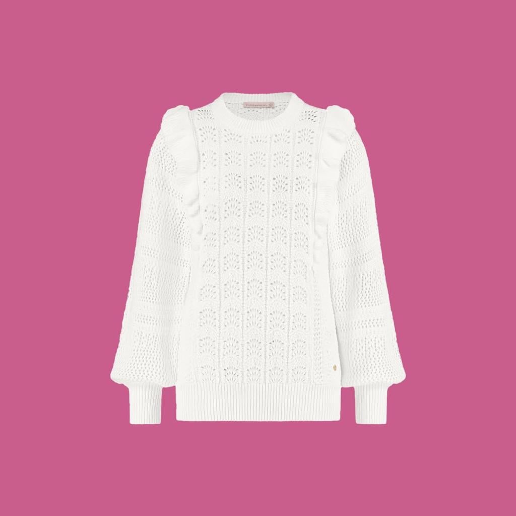Studio Anneloes Lou Ruffle Pullover off white XS, Ophalen of Verzenden, Zo goed als nieuw, Maat 34 (XS) of kleiner, Wit