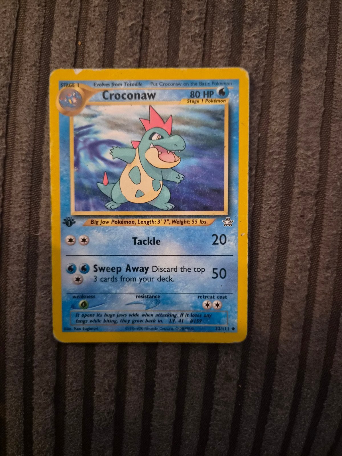 Croconaw Pokémon kaart uit 2000, Ophalen of Verzenden, Gebruikt, Losse kaart