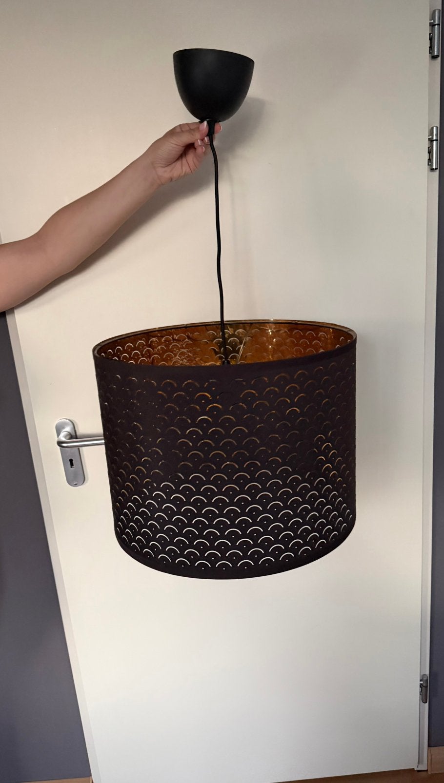 Hanglamp lampenkap NYMÖ 44 cm, Huis en Inrichting, Lampen | Lampenkappen, Ophalen, Zo goed als nieuw, Rond, Hanglamp