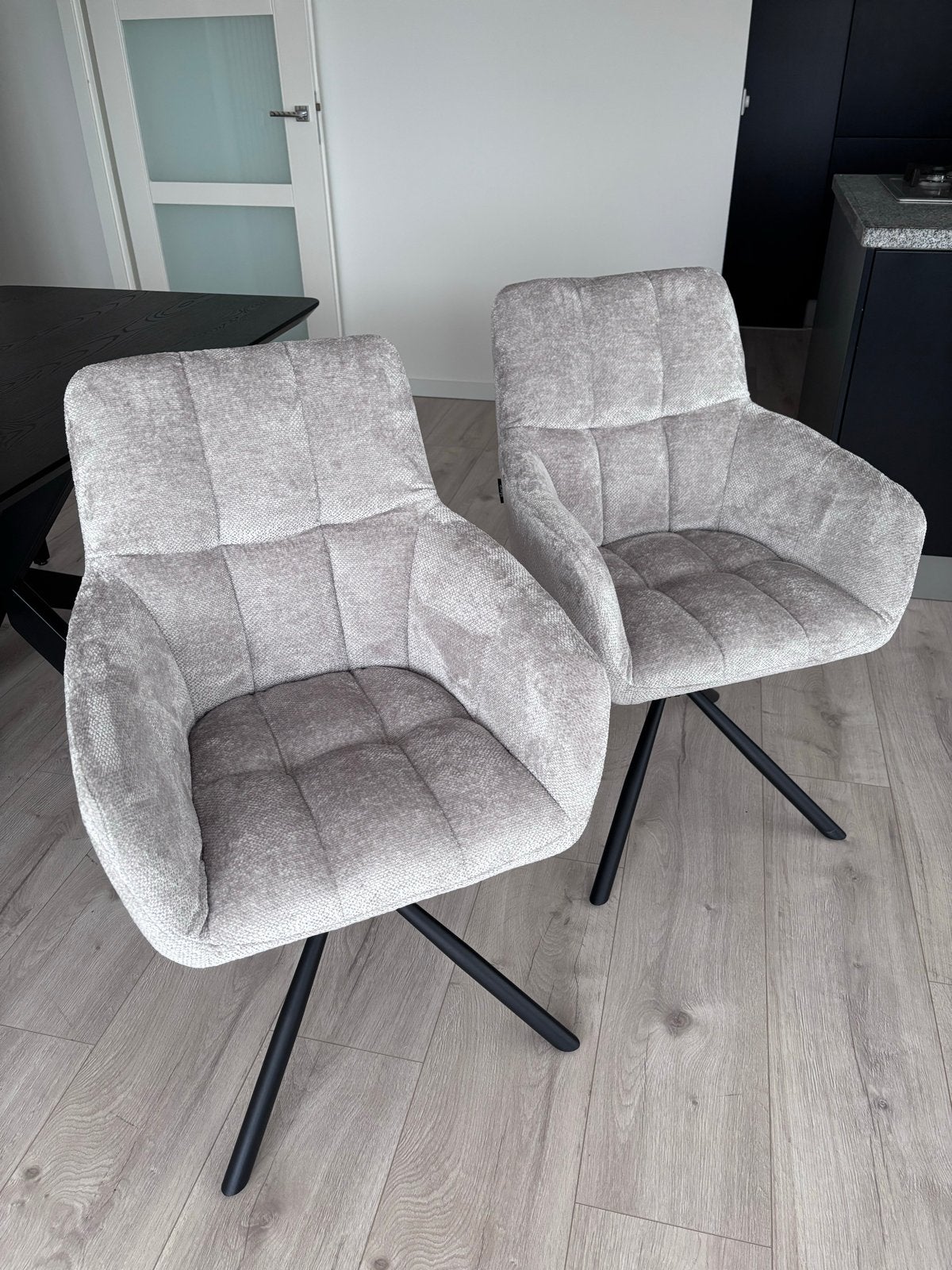 2x Haco eetkamerstoelen 'Danzel' Tenderway 04 - Grijs, Ophalen, Twee, Zo goed als nieuw, Stof