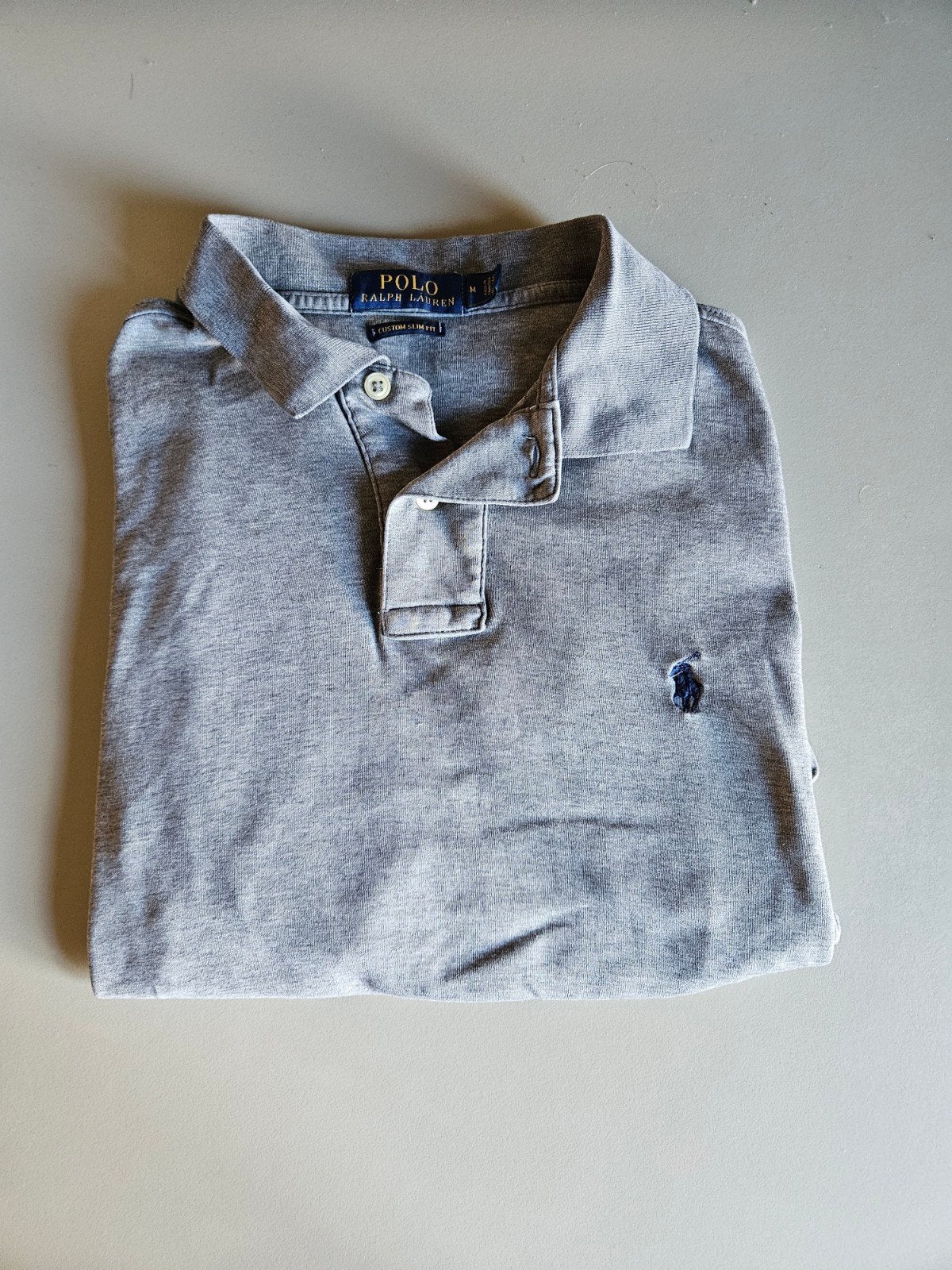 Polo Ralph Lauren Custom Slim Fit Polo - Maat M, Maat 48/50 (M), Ophalen of Verzenden, Polo Ralph Lauren, Grijs