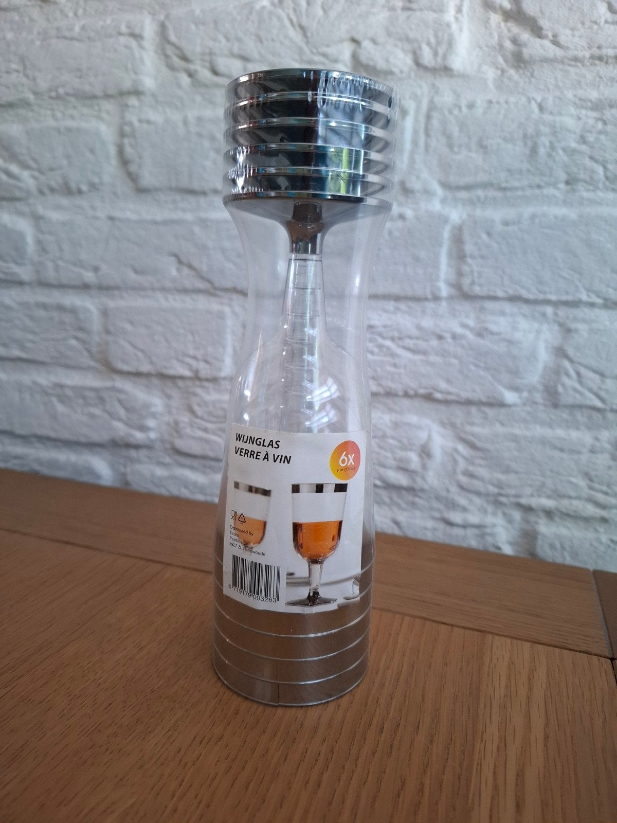 Geseald setje plastic wijnglazen. Zilverkleurig. 6 stuks., Ophalen of Verzenden, Nieuw