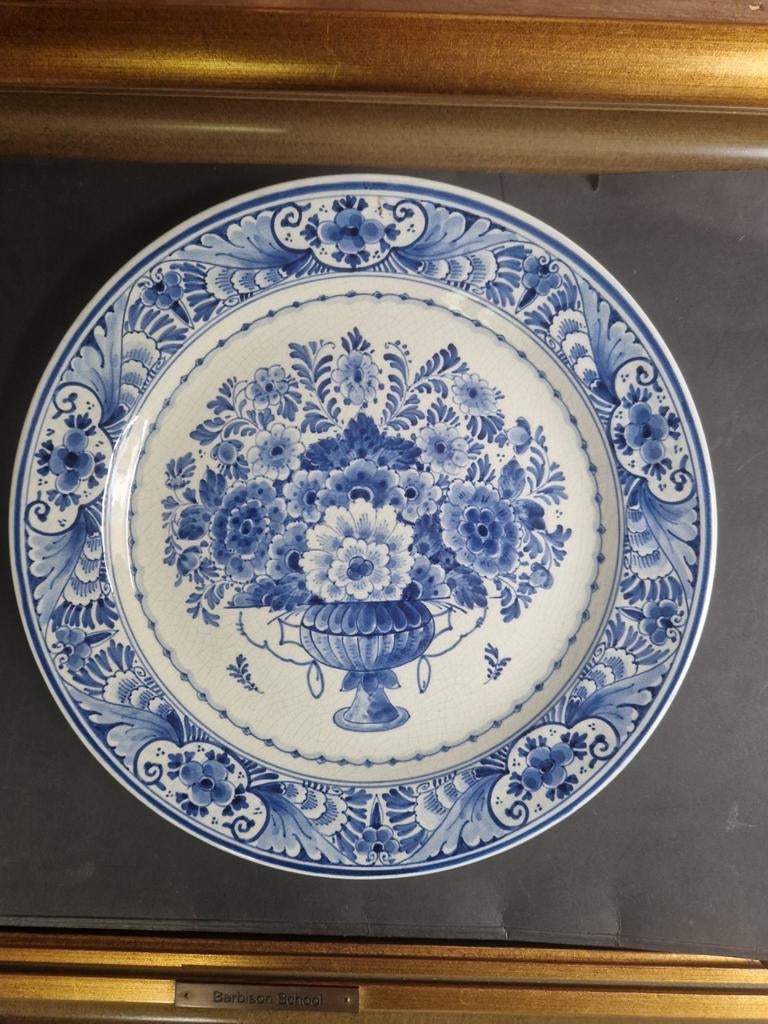 Delfts Blauw wandbord 'Bevrijdingsjaar 1945' - Bloemmotief, Ophalen of Verzenden