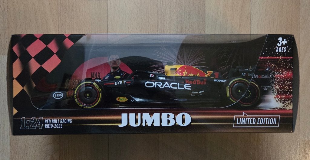 Max Verstappen RB19 2023 Red Bull Racing - Jumbo, Verzenden, Zo goed als nieuw, Auto, Bburago