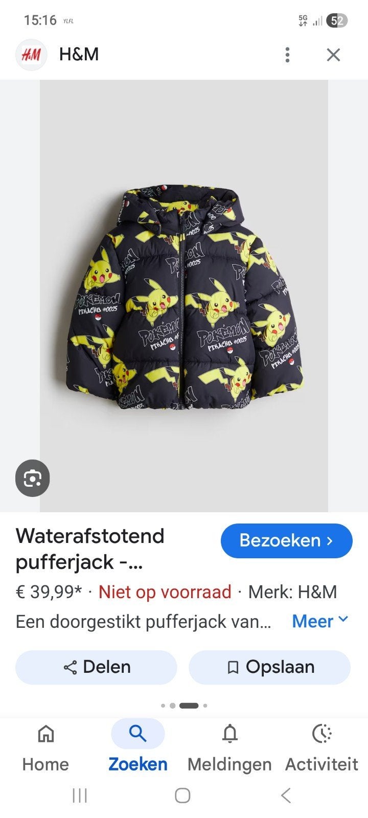 Nieuwe pokemon  puffer jas maat 92, Ophalen of Verzenden, Nieuw, Maat 92