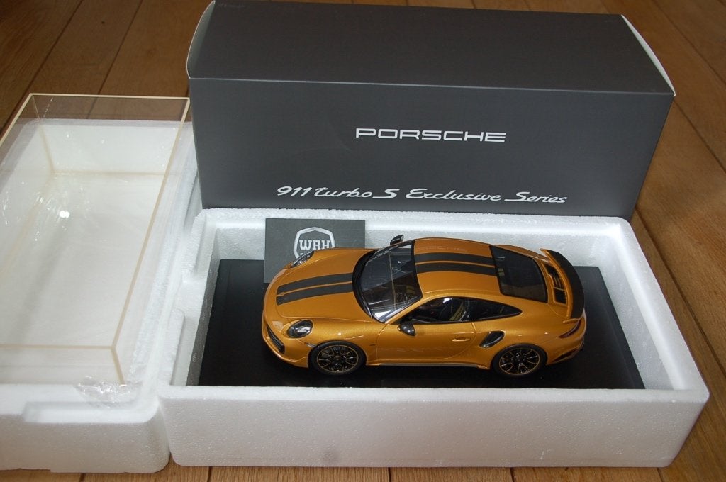1:18 PORSCHE 911 991 TURBO S exclusive gold Spark WRH, Verzenden, Zo goed als nieuw, Auto, Overige merken