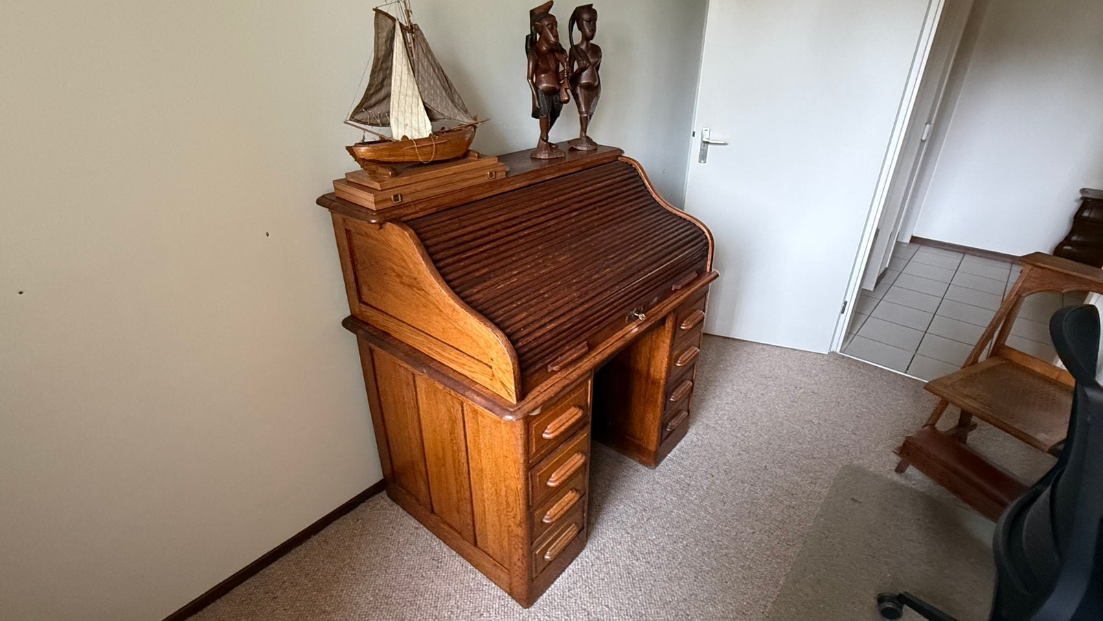 Mooie klassieke secretaire (rolluikbureau / rolbureau), Huis en Inrichting, Ophalen, Gebruikt
