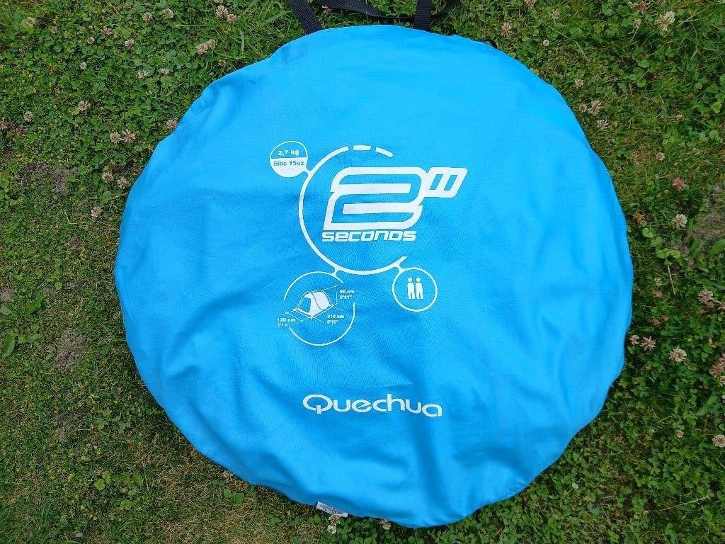 Quecha Pop-up tent 2 seconds blauw, Caravans en Kamperen, Tenten, Ophalen, Gebruikt, Tot en met 2