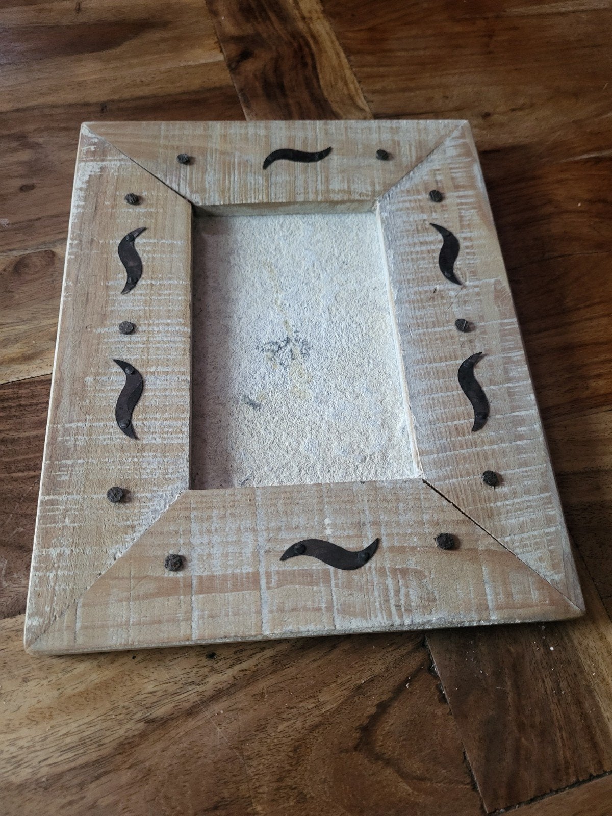 Rustieke houten fotolijst met ijzeren beslag 25x20 Ibiza st, Bruin, 20 cm, 25 cm, Ophalen of Verzenden