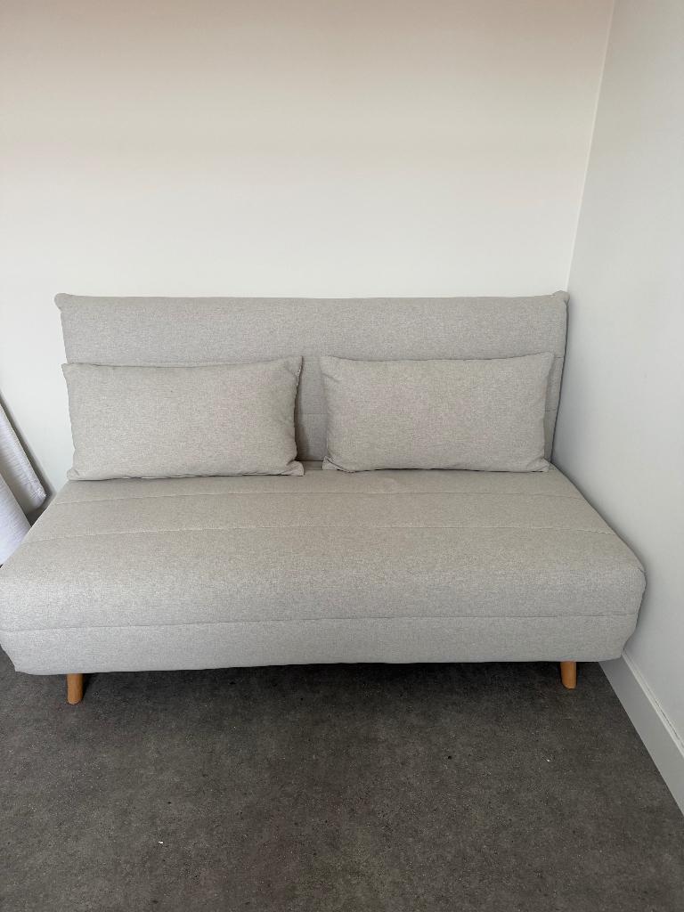 Slaapbank Maison du Monde beige 150cm, Ophalen, Crème, Tweepersoons, Zo goed als nieuw