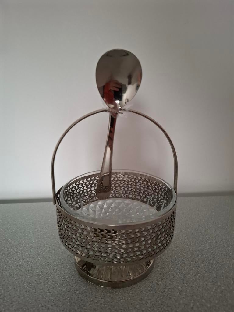 Vintage suiker/ jampot met lepel, Ophalen of Verzenden