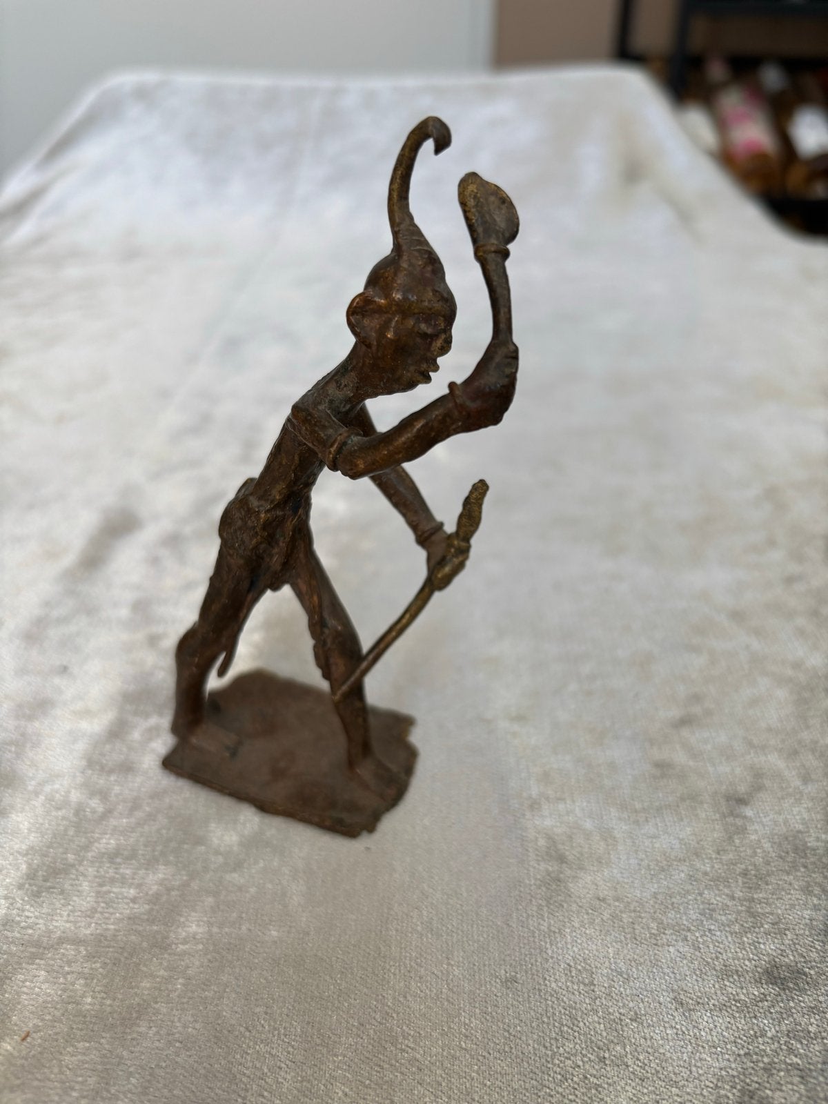 Brons Afrikaans beeldje/ goudgewicht Ashanti, Antiek en Kunst, Kunst | Beelden en Houtsnijwerken, Beeld, Brons, Man, Minder dan 20 cm