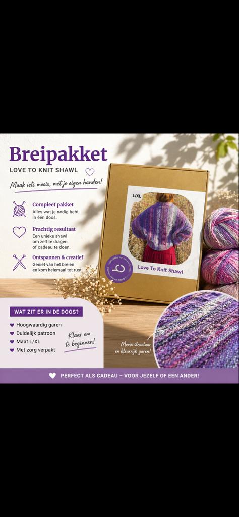 Breipakket Love To Knit Shawl L/XL, Hobby en Vrije tijd, Nieuw, Ophalen of Verzenden, A, Breien