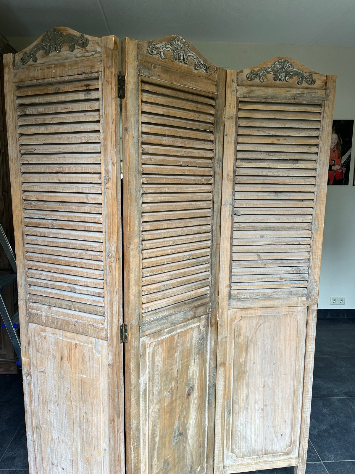 Kamerscherm 3-delig hout - 185x126 cm, Ophalen, Gebruikt