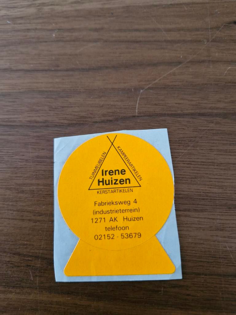 6885 Sticker Irene Huizen Tuinmeubelen,  Kampeerartikelen, Ophalen of Verzenden, Zo goed als nieuw