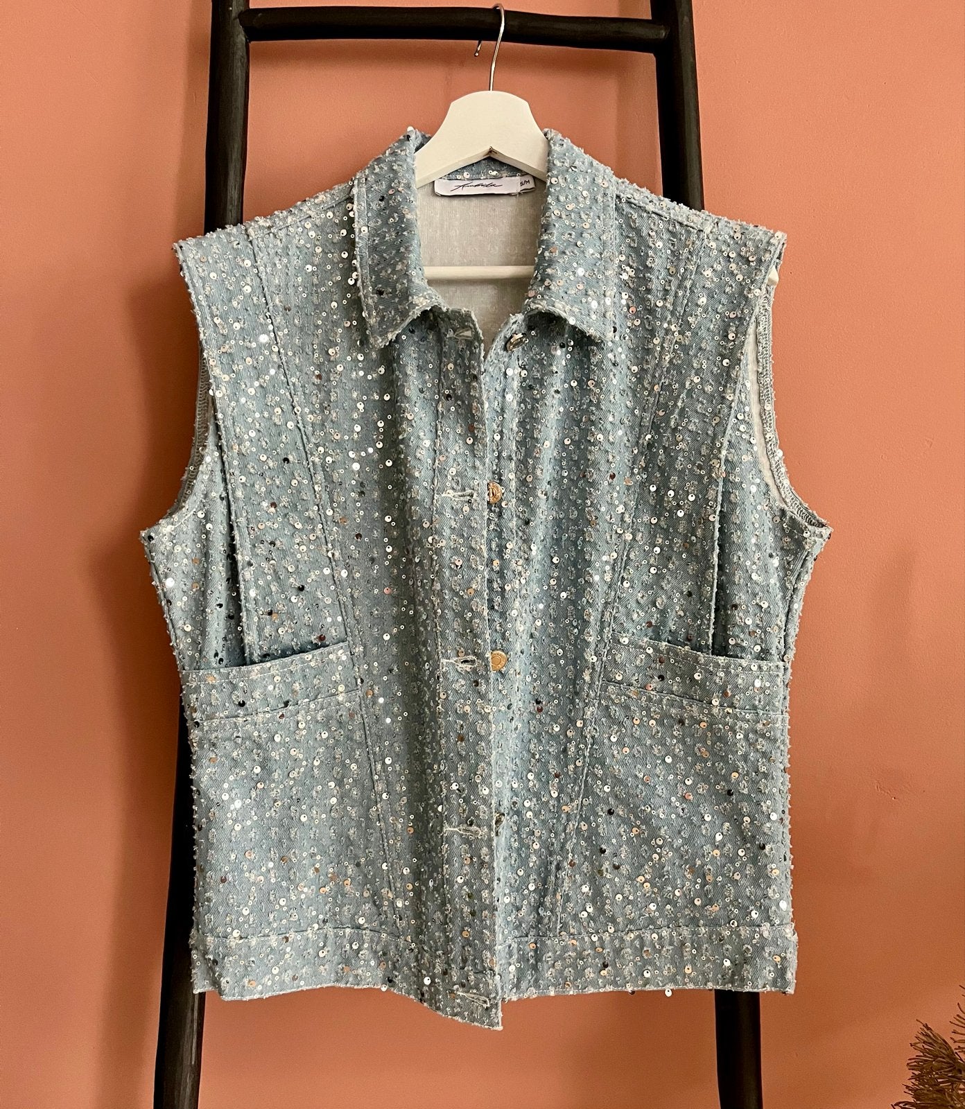 Ambika spijkergilet met pailletten S/M, Verzenden, Nieuw