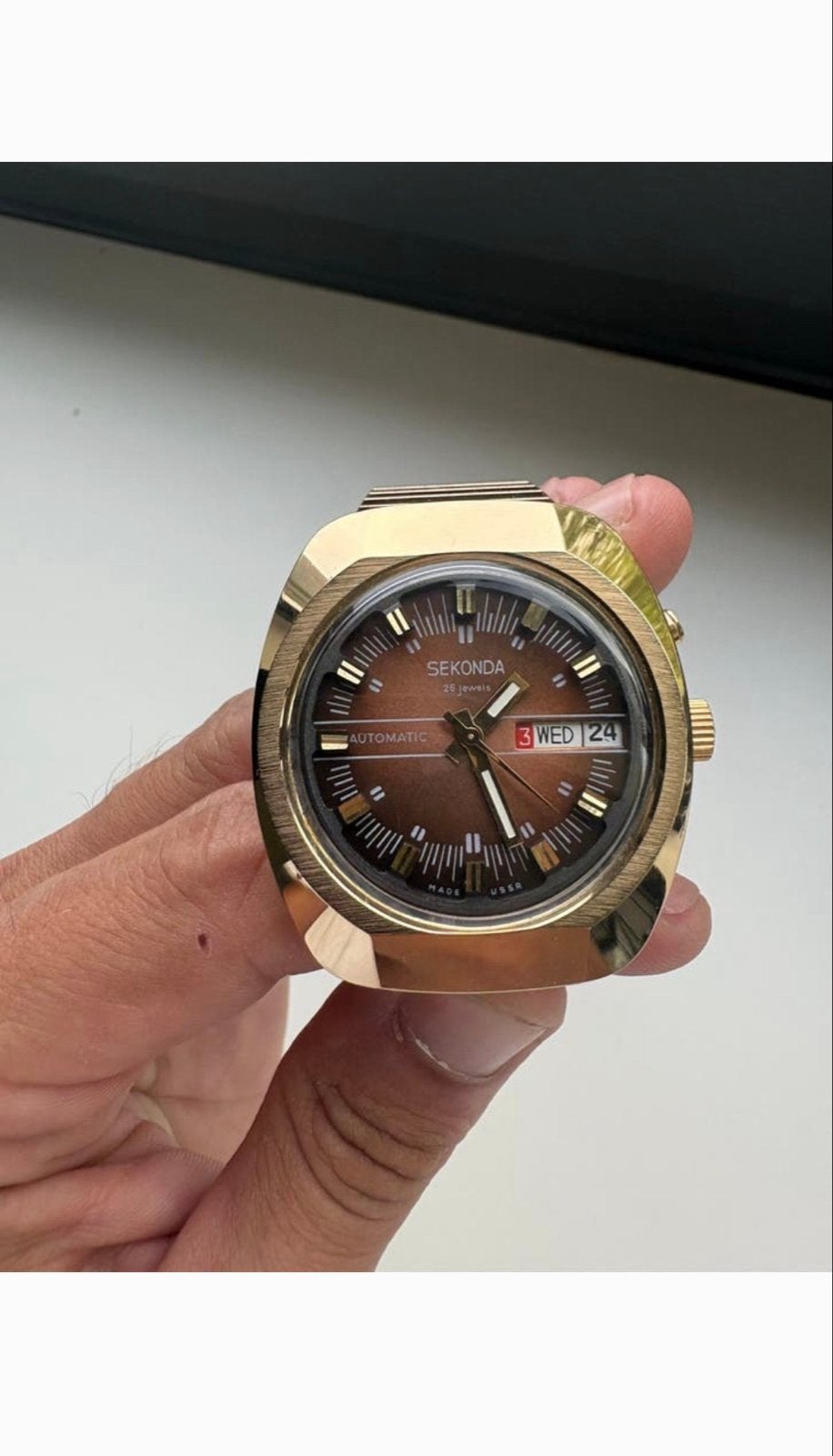 Vintage Sekonda Automatisch Horloge - Goudkleurig, Overige merken, Polshorloge, Ophalen of Verzenden, Zo goed als nieuw