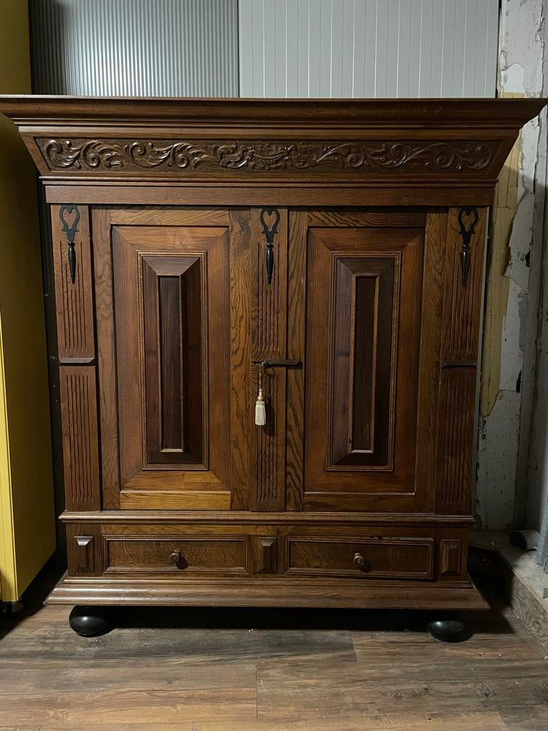 Originele Groenlose Kast - Antieke Eikenhouten Kledingkast, Antiek en Kunst, Antiek | Meubels | Kasten, Ophalen