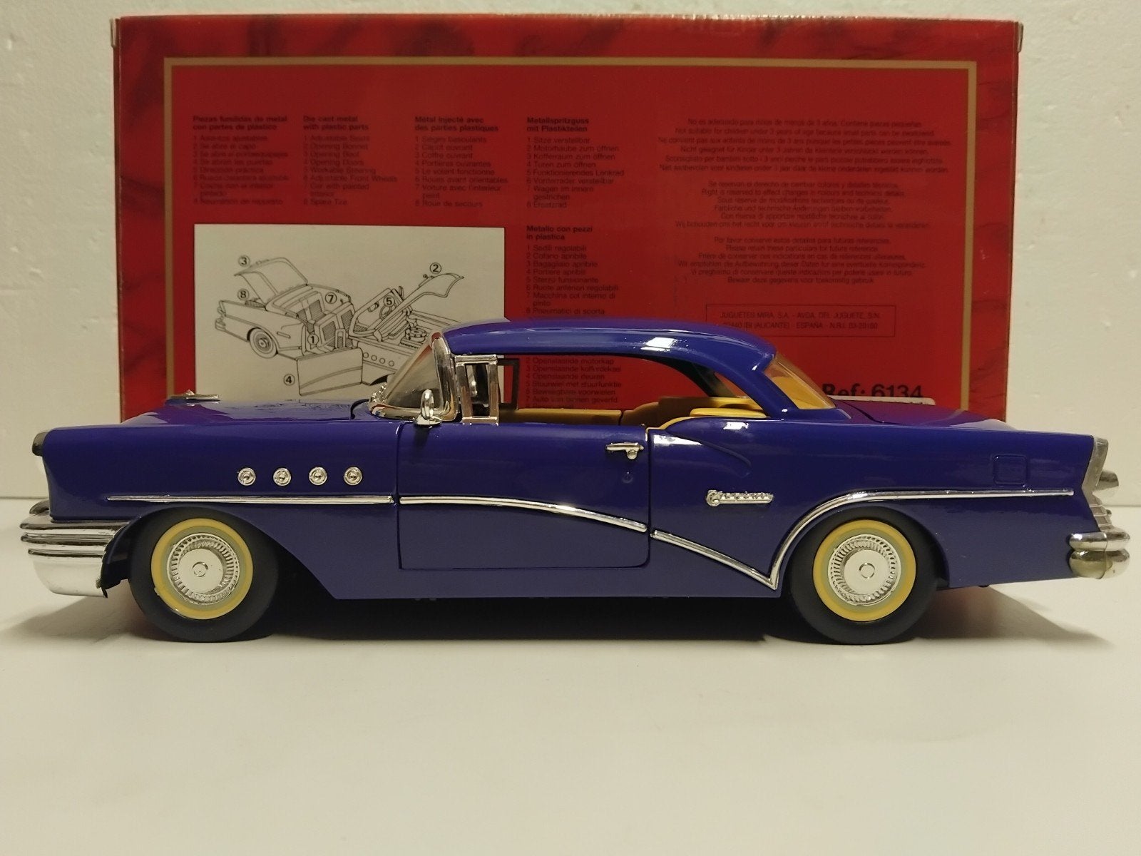 Buick Century kobalt blauw 1955 Mira metal 1:18 KRD, Ophalen of Verzenden, Zo goed als nieuw, Auto, Overige merken