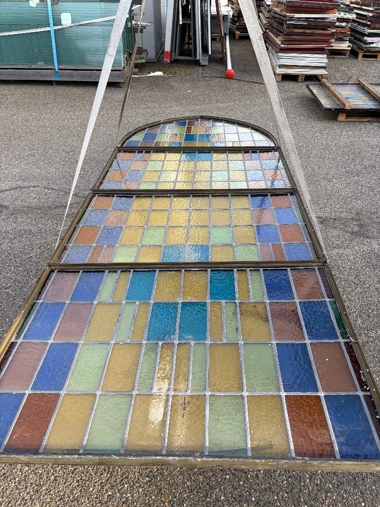3 x Kerk raam glas in lood kerkraam ( 377 ), Ophalen, Gevelraam of Ruit, Gebruikt, Minder dan 80 cm