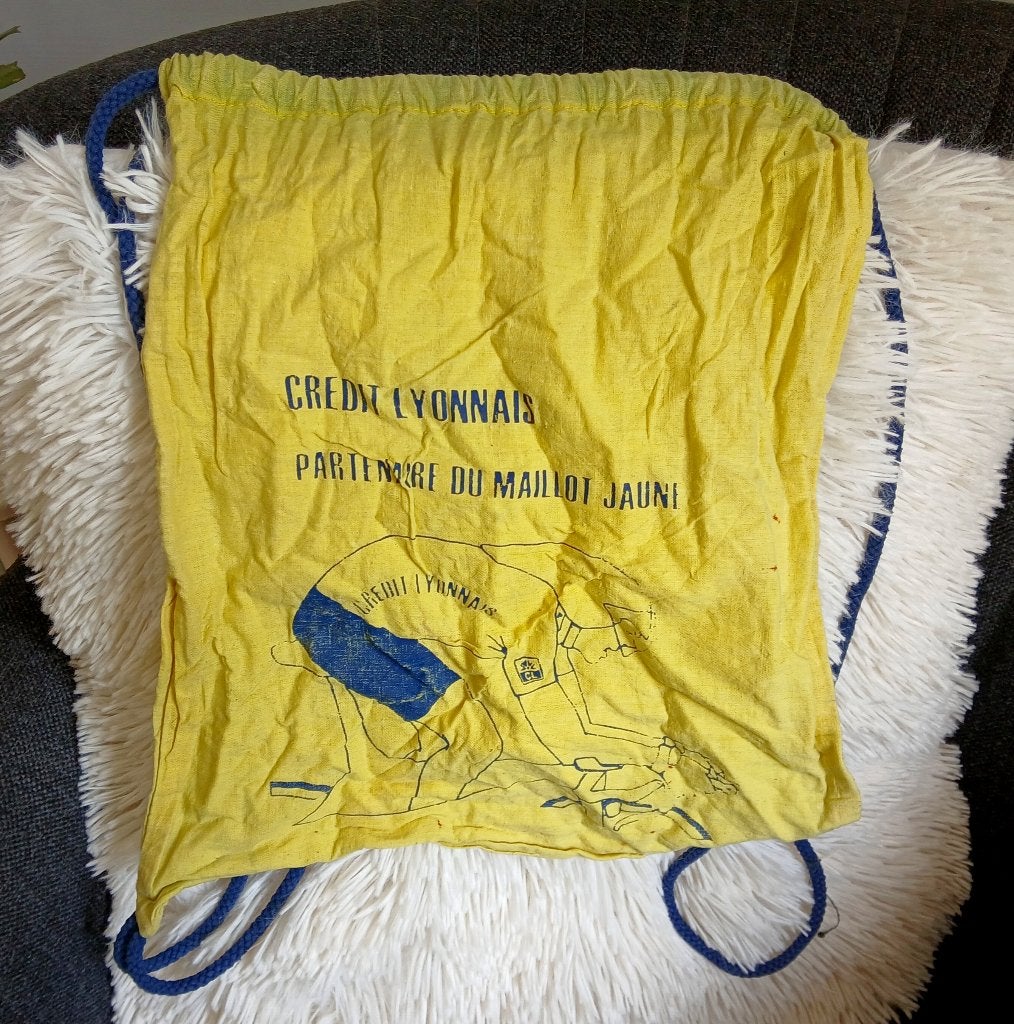 Rugtasje - wielrennen - gele trui - Tour de France - Credit, Ophalen of Verzenden, Gebruikt, Overige sporten, Overige typen