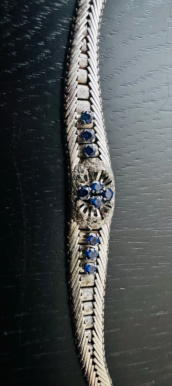 Exclusief Massief Zilveren Collier (935) met Saffier stenen, Ophalen of Verzenden, Zo goed als nieuw, Zilver, Met edelsteen