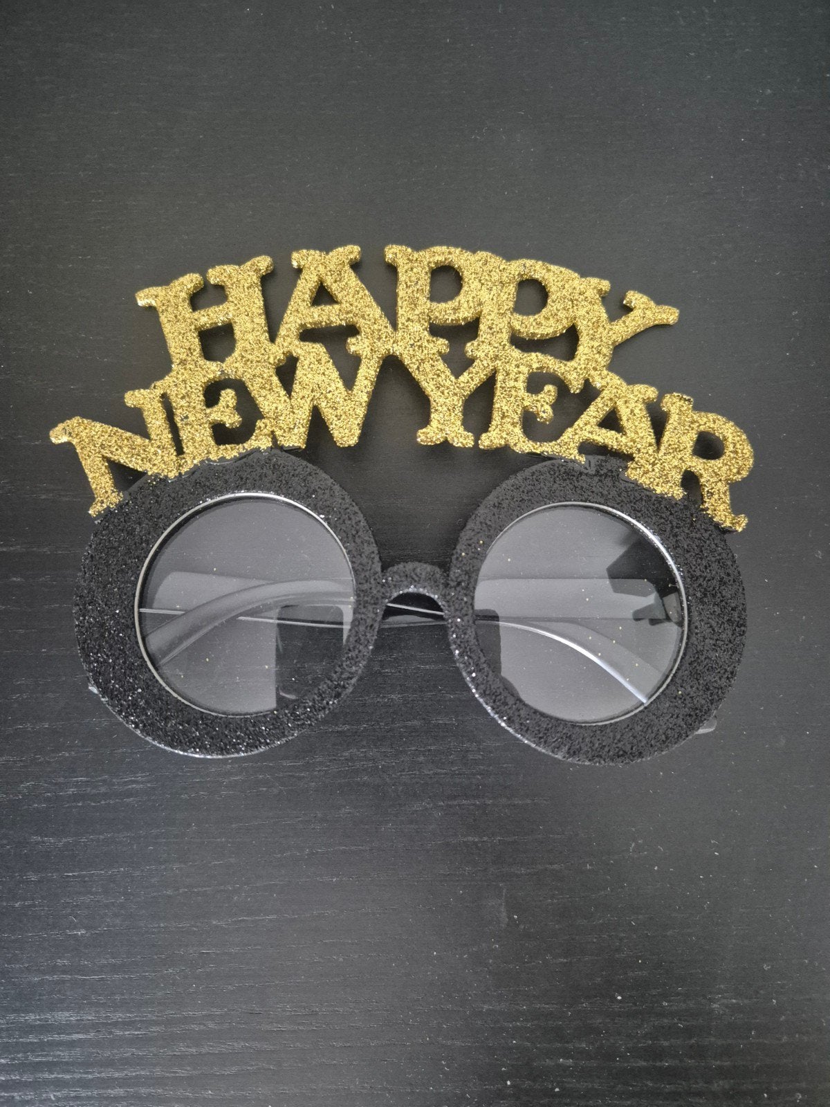Bril Happy New Year - feestbril zwart met goud, Ophalen of Verzenden, Gebruikt, Kostuum, Overige