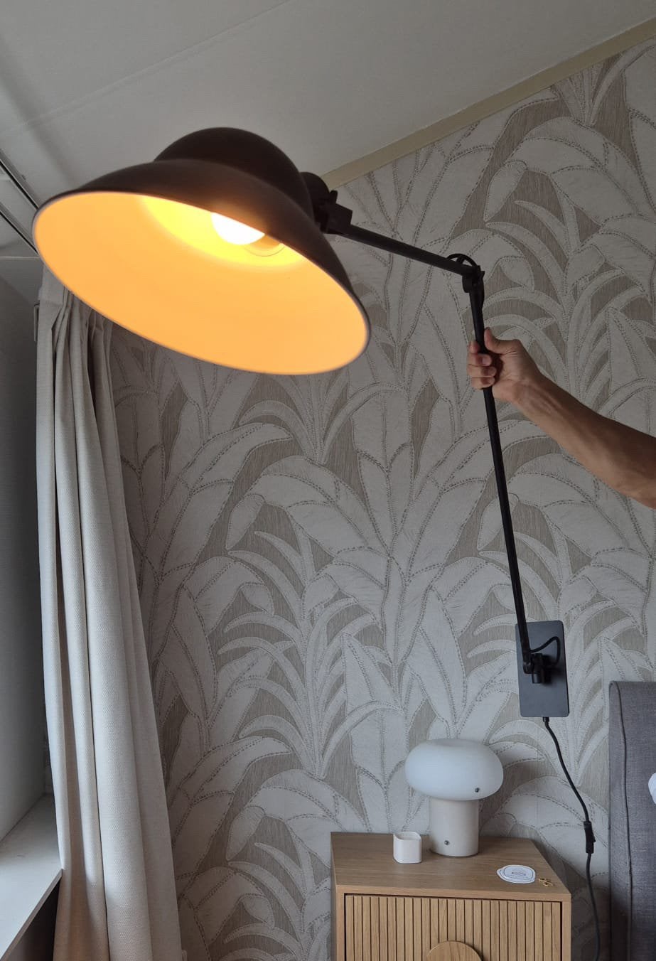 Zwarte Verstelbare Wandlamp – Industrieel & Modern, Ophalen, E27 (groot), Zo goed als nieuw, Minder dan 100 cm