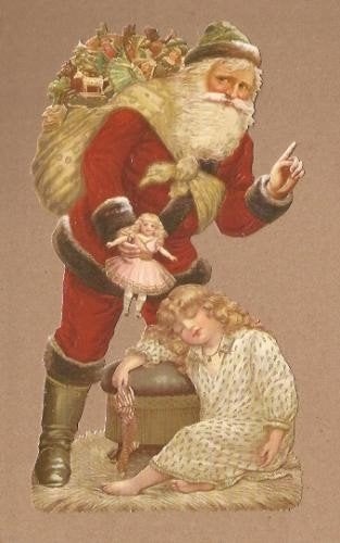 Meisje slaapt als Kerstman komt poezieplaatjes 5118, Verzamelen, Ophalen of Verzenden