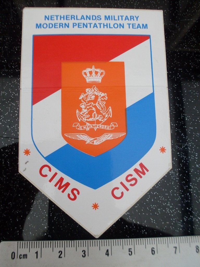 sticker netherlands military modern pentathlon team cism, Ophalen of Verzenden, Zo goed als nieuw, Bedrijf of Vereniging