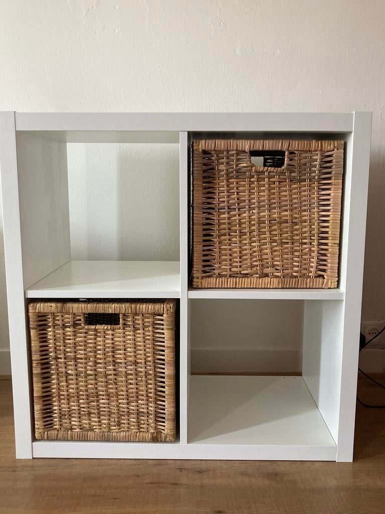IKEA Kallax 2x2 wit met 2 BRANÄS manden, Ophalen, Zo goed als nieuw