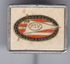 PSV P.S.V. papier aluminium voetbalclub speldje ( Y_030), Ophalen of Verzenden, Zo goed als nieuw, Transport, Speldje of Pin