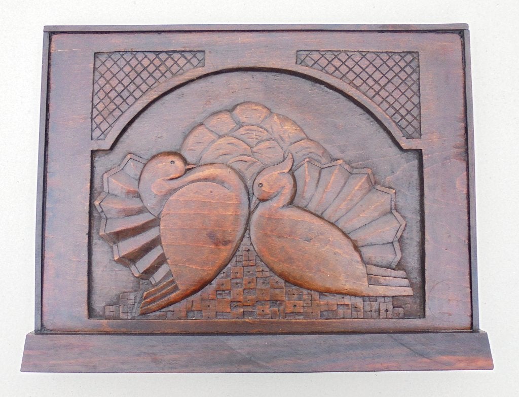 Houtsnijwerk paneel Duiven Lambertus Zijl Nieuwe Kunst 1910., Antiek en Kunst, Houtsnijwerk, Art nouveau, Ophalen of Verzenden