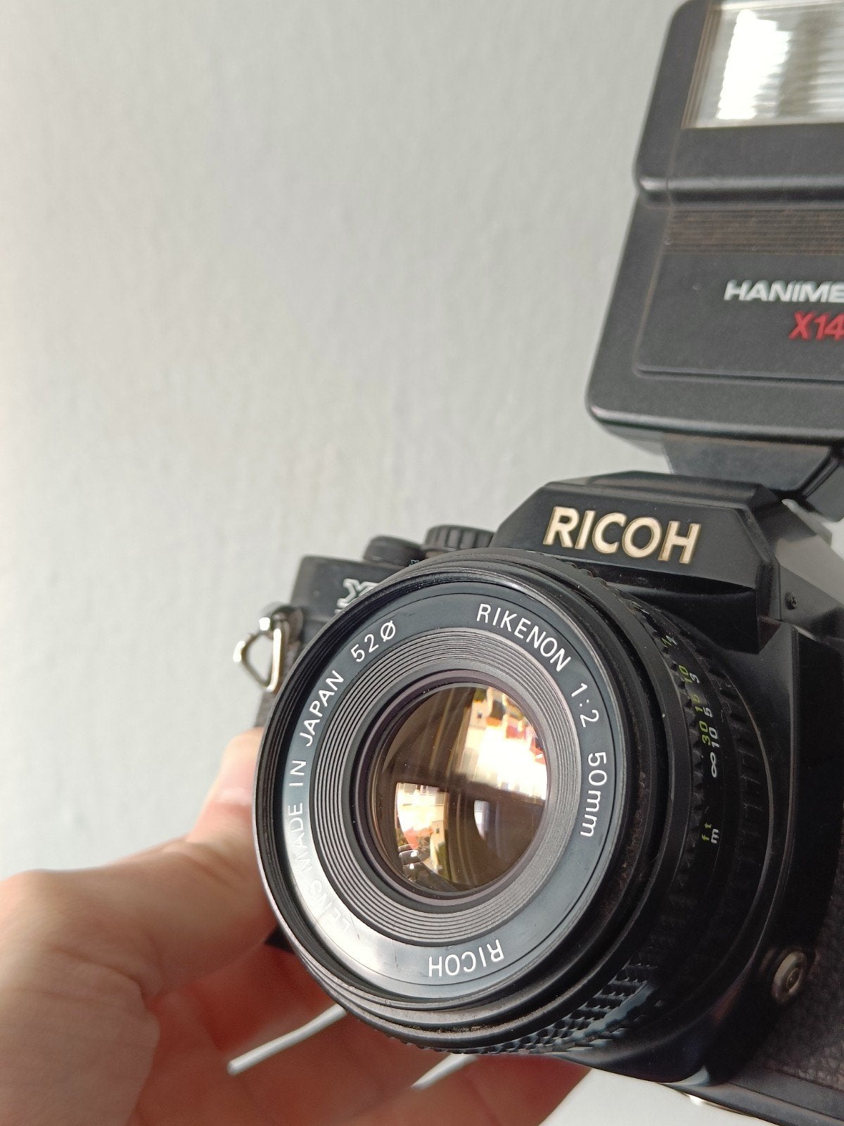 Ricoh XR500 auto + 50mm f2 + flits, Ophalen of Verzenden, Gebruikt, Spiegelreflex, Overige Merken