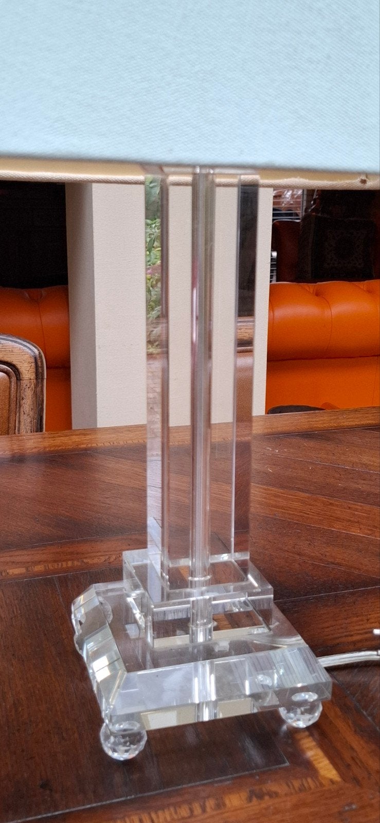 Elegante glazen tafellamp - 48 cm hoog, Huis en Inrichting, 48 cm, Overige kleuren, E27 (groot), Ophalen of Verzenden
