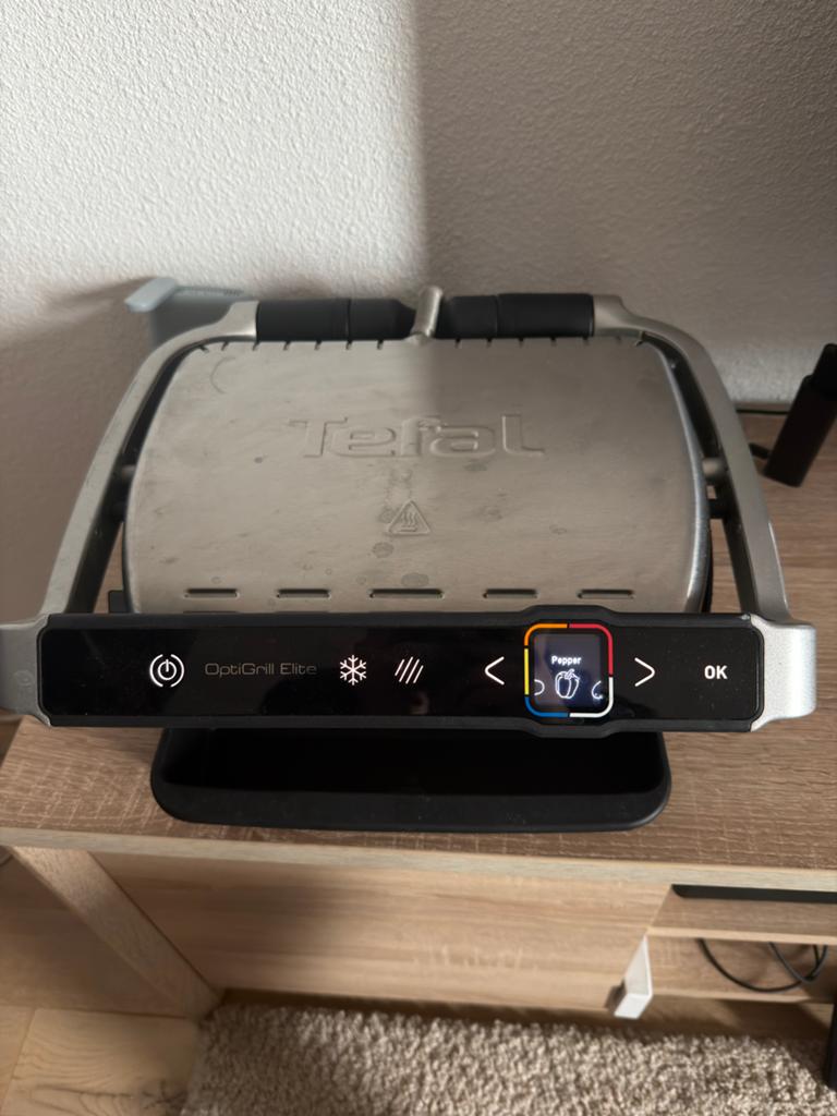 Tefal OptiGrill Elite GC750D, Witgoed en Apparatuur, Contactgrills, Ophalen of Verzenden, Uitneembare platen, Gebruikt