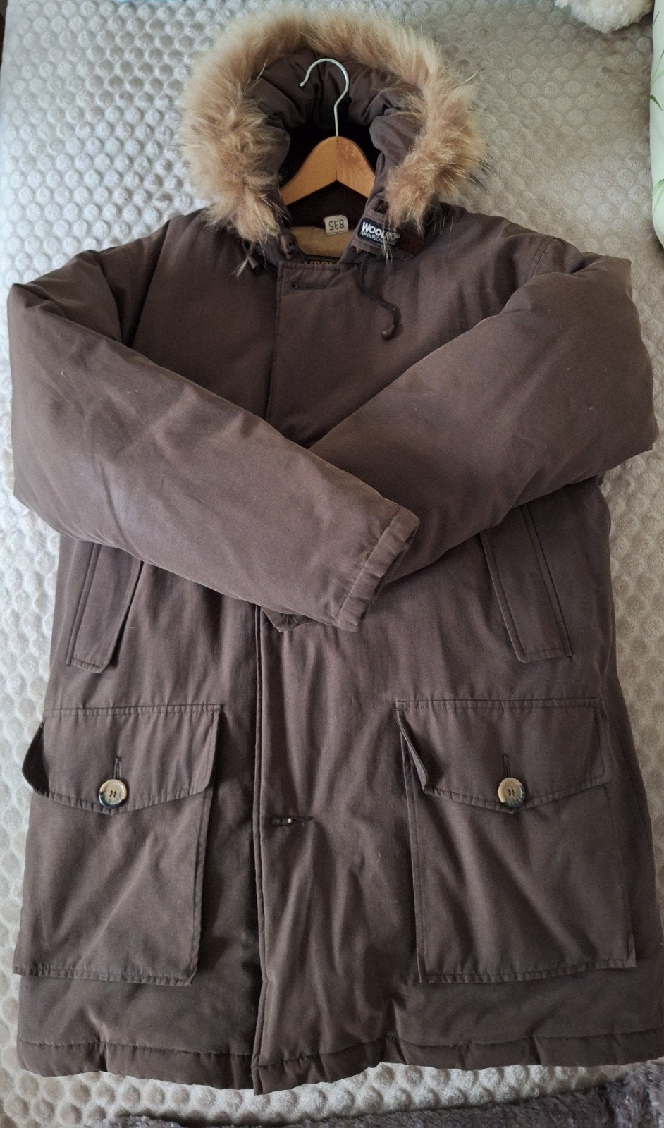 Woolrich Arctic Parka heren M – dons – Made in USA – bruin, Bruin, Maat 48/50 (M), Ophalen of Verzenden, Gedragen