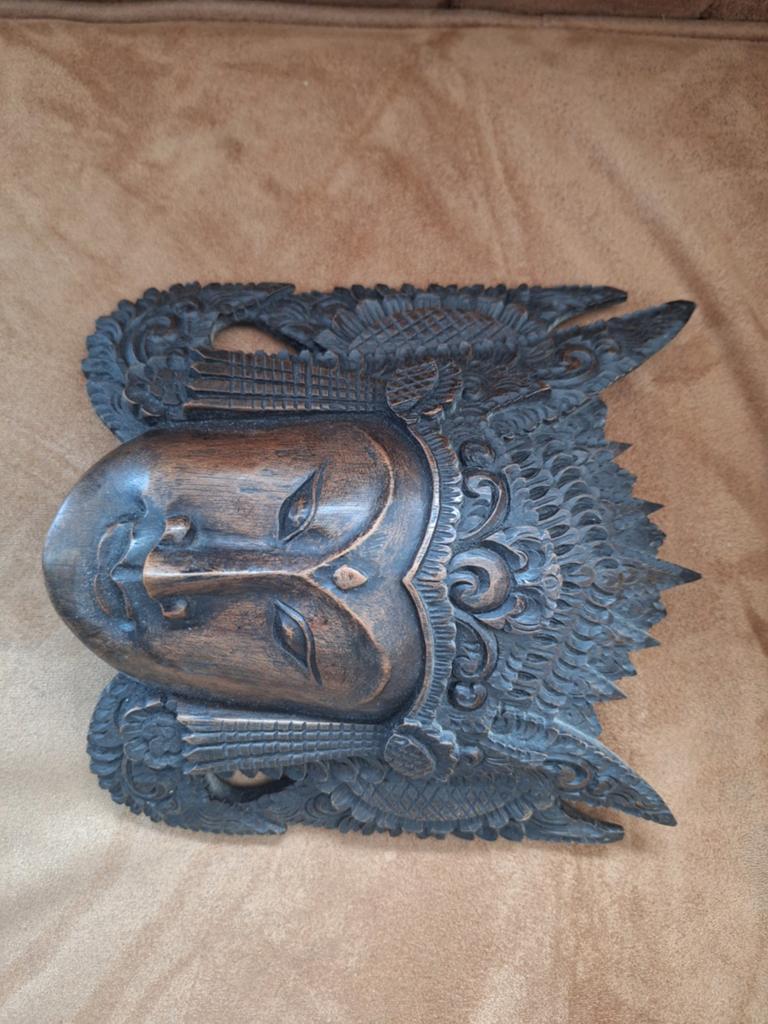 Houten Boeddha Masker - Handgesneden Wanddecoratie, Handgemaakt, 20 - 50 cm, Hout, Bruin