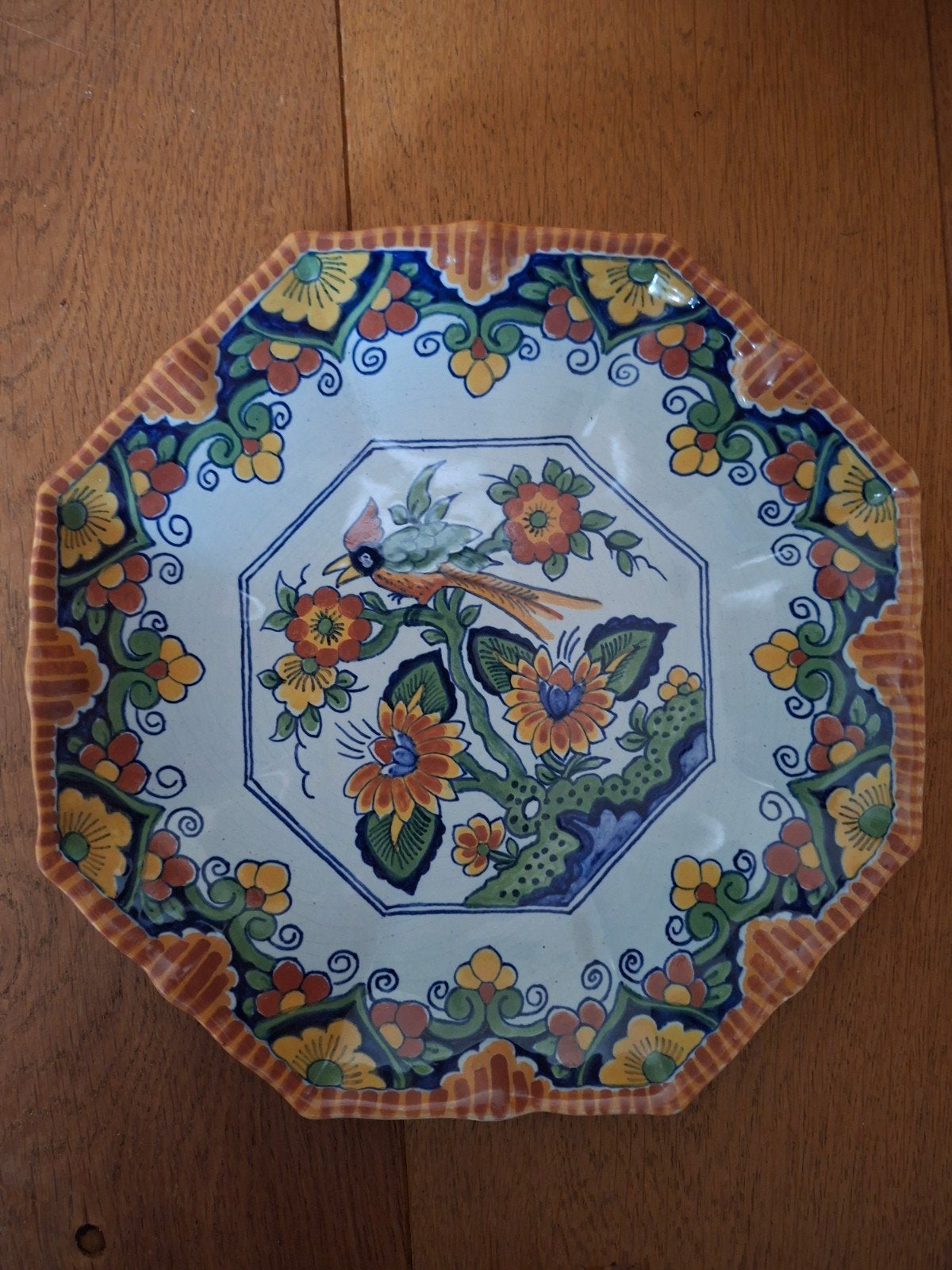 Handgeschilderd Wandbord Workum - Vogel en Bloemen, Ophalen of Verzenden