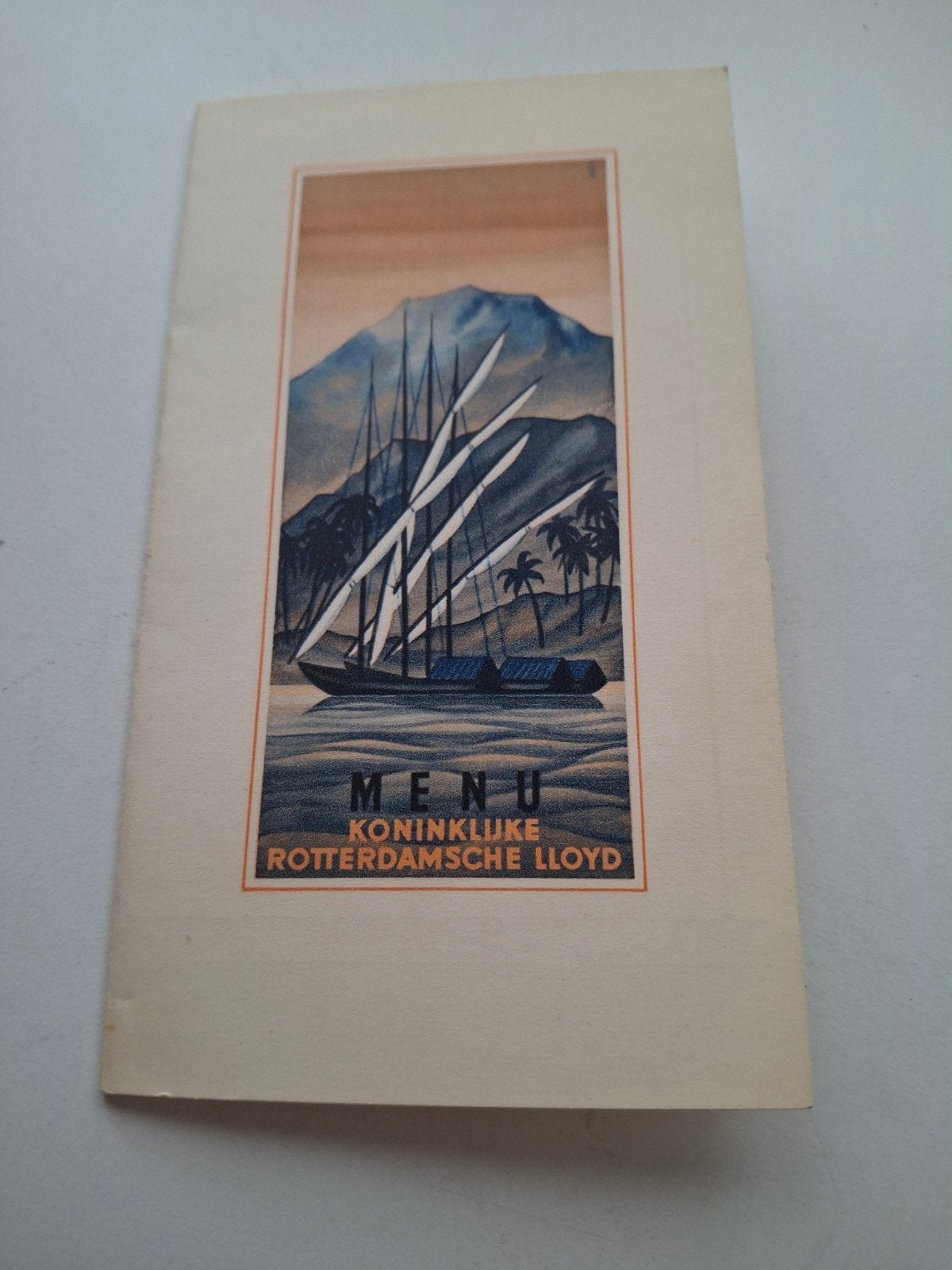 Menukaart Rotterdamsche Lloyd 1952, Ophalen of Verzenden, Zo goed als nieuw, Motorboot, Kaart, Foto of Prent