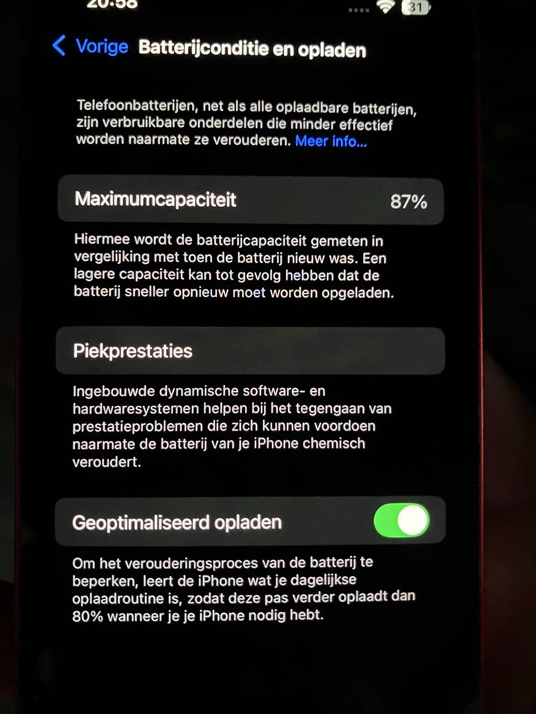 iPhone 13 Rood met 87% batterijconditie, IPhone 13, Ophalen of Verzenden, Rood, 128 GB