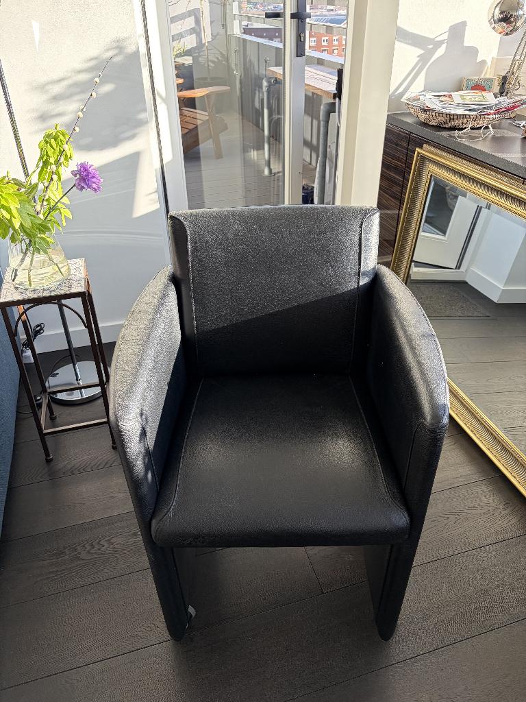 JORI lederen stoel, Huis en Inrichting, Fauteuils, Gebruikt, Leer, 50 tot 75 cm, Minder dan 75 cm, Ophalen