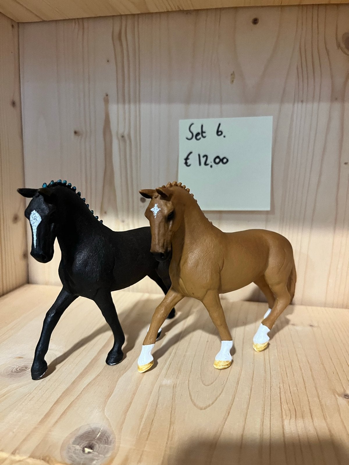 Schleich paarden set 6 - Zwart en Bruin paard, Ophalen of Verzenden, Gebruikt