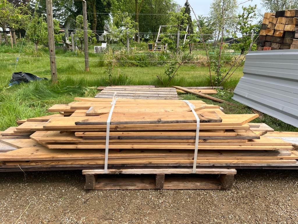 Restpartij thermowood verduurzaamd vuren 2x14cm, Doe-het-zelf en Verbouw, Hout en Planken, Minder dan 25 mm, Ophalen of Verzenden